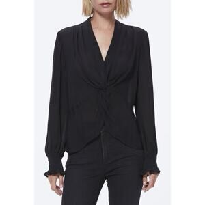 PAIGE Shirt Womens Medium The Lorienne Top Dark Romantic Going Out Silk Blouse